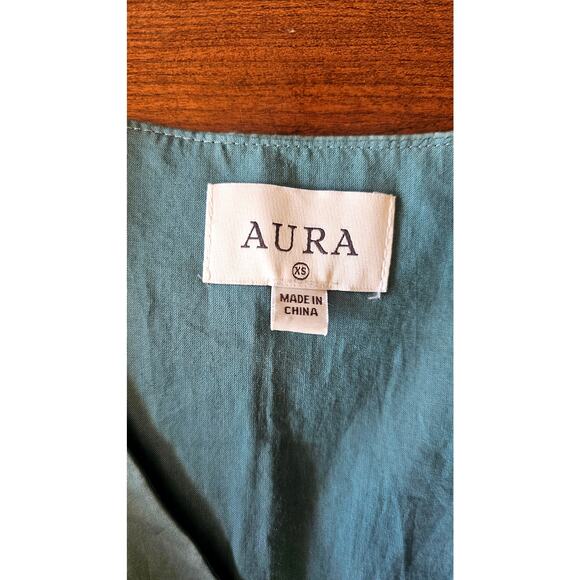 Aura Dress The Red Dress Oversized Babydoll Tiered V Neck Maxi -Green, Sz XS - Picture 9 of 10